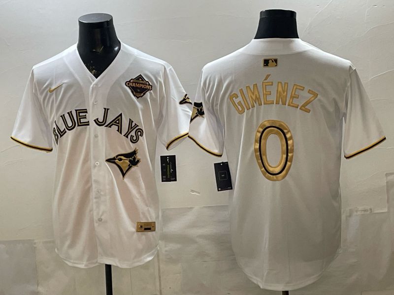 Men 2026 Toronto Blue Jays #0 Gimenez White gold Game Nike MLB Jersey style 0022